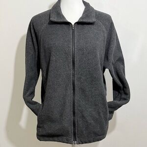 Columbia Charcoal Full Zip Fleece Jacket  Drawcord Hem — Size Women’s Large